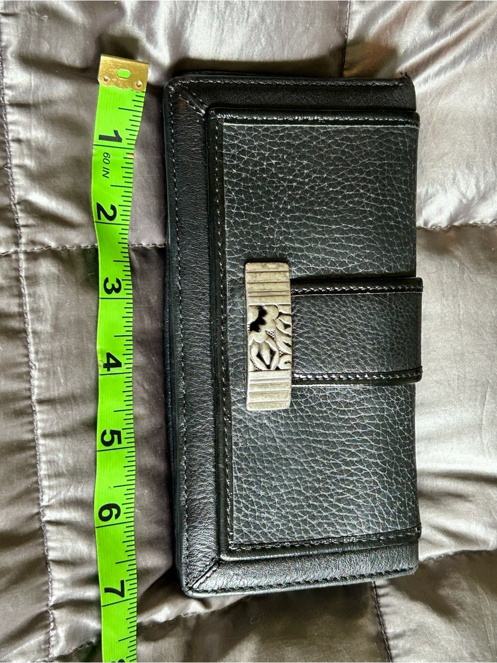 Brighton Black Leather Clutch Wallet with Silver Filigree Accent - Picture 6 of 8